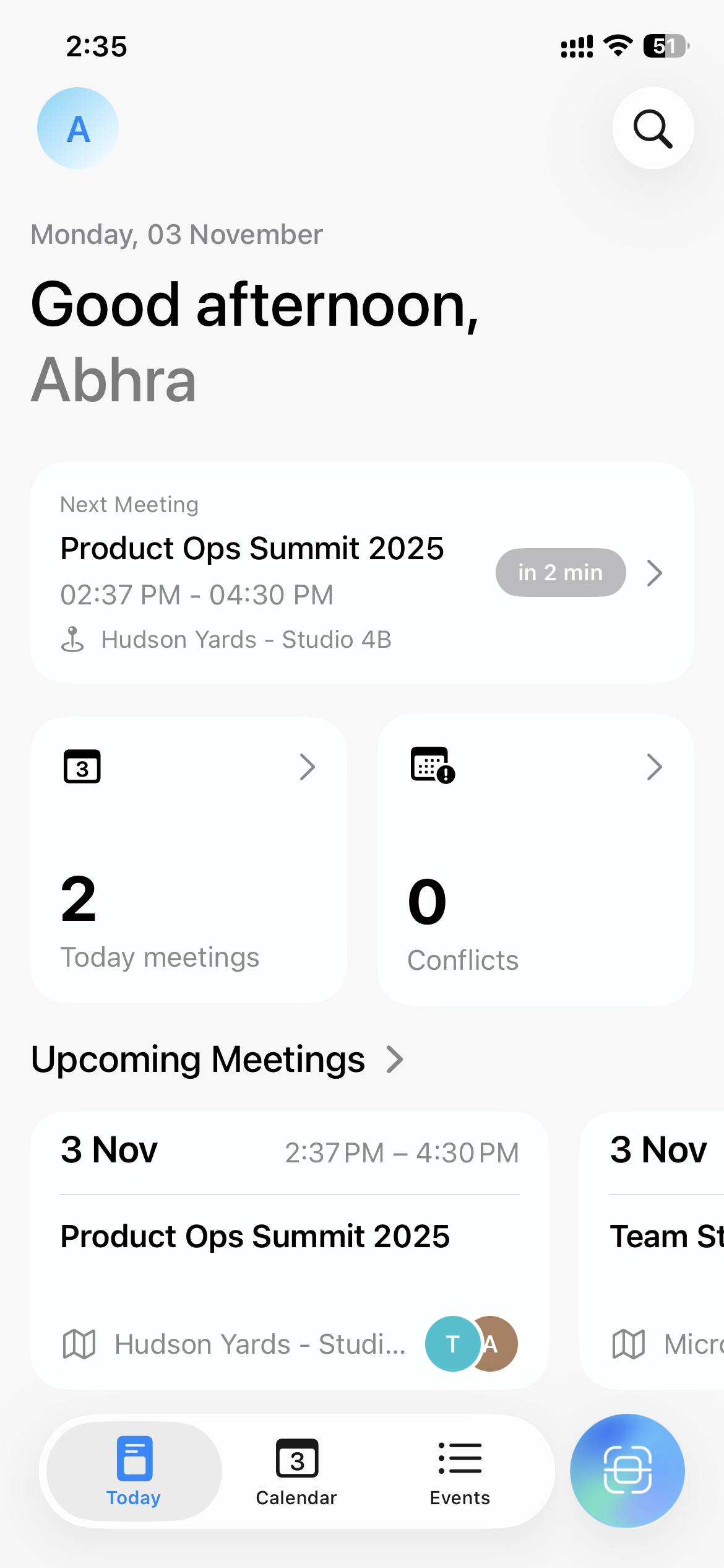 Lumical app screenshot showing the calendar event creation interface